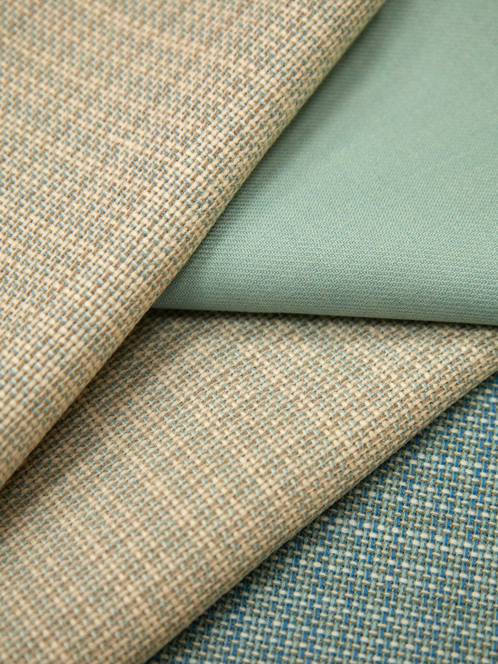Close-up of premium curtain fabric textures and colours